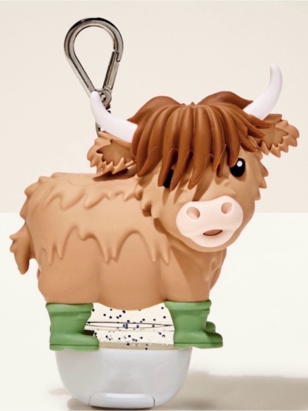 Highland Cow Hand Sanitizer Holder Keychain - Brown & Green - Bath & Body Works